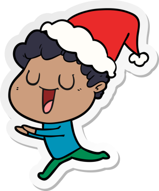 Bir insanın çizdiği Noel Baba şapkasıyla koşan bir adamın çizdiği el yazısı.