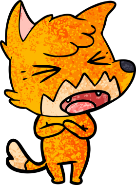 Bir insan tarafından çizilmiş kızgın çizgi film tilkisi.