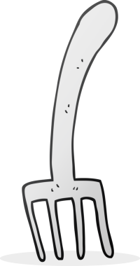 Bir insan tarafından çizilmiş bir karikatür çatalı.