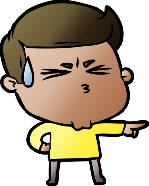 Bir insan tarafından çizilmiş terleyen çizgi film adamı.