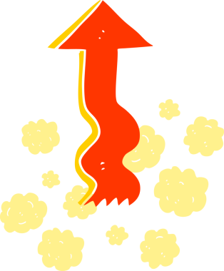 Bir insan tarafından çizilen düz renkli ok çizimi