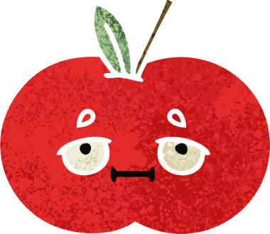 Bir insan tarafından çizilmiş kırmızı elmanın retro çizim tarzı karikatürü