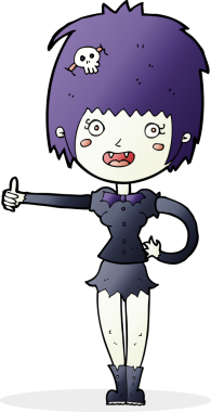 Bir insan tarafından çizilmiş işaret veren vampir kız.