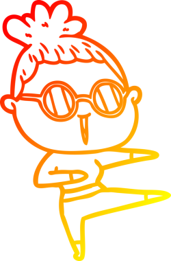 Bir insan tarafından çizilmiş gözlüklü bir karikatür kadın çizimi.