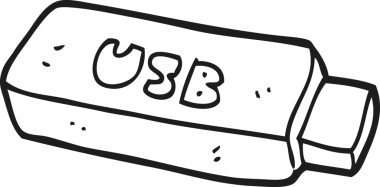 Bir insan tarafından çizilmiş siyah beyaz USB çubuk.