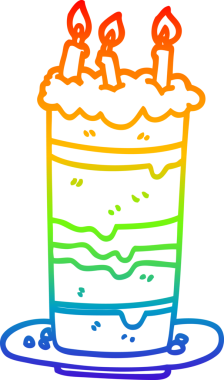 gökkuşağı gradyan çizgisi bir insan tarafından çizilmiş bir doğum günü pastası