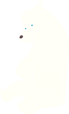 Bir insan tarafından çizilmiş mutlu kutup ayısı çizgi filmi.