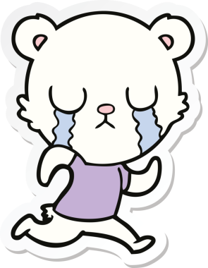 Bir insan tarafından çizilmiş ağlayan kutup ayısının çıkartması.