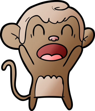 Bir insan tarafından çizilmiş bağıran çizgi maymun.