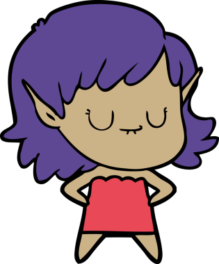 Bir insan tarafından çizilmiş mutlu elf kızı.