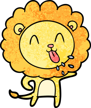 Bir insan tarafından çizilmiş mutlu çizgi film aslanı.