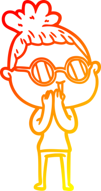 Bir insan tarafından çizilmiş gözlüklü bir karikatür kadın çizimi.