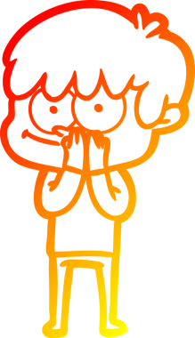 Bir insan tarafından çizilmiş mutlu bir çizgi film karakteri çizimi.