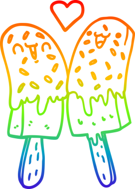 Bir insan tarafından çizilmiş buz lolipopunun gökkuşağı gradyanı çizimi