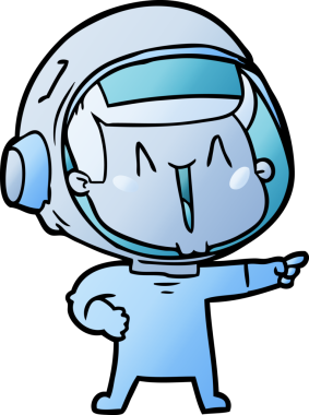 Bir insan tarafından çizilmiş mutlu astronot çizgi filmi.