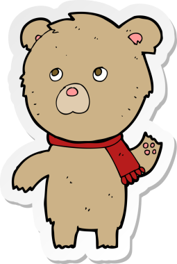 Bir insan tarafından çizilmiş oyuncak ayının çıkartması.