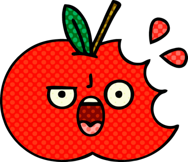 Bir insan tarafından çizilmiş kırmızı elma çizgi filmi.