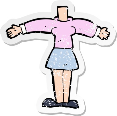 Bir insan tarafından çizilmiş bir karikatür kadın vücudunun gerilimli etiketi.