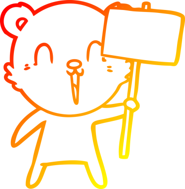 Bir insan tarafından çizilmiş afiş ile mutlu bir çizgi film ayısının sıcak çizgi çizimi