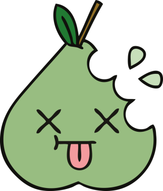 Bir insan tarafından çizilmiş yeşil armut karikatürü.