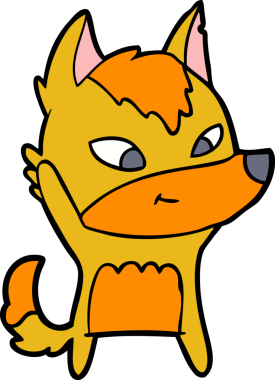 Bir insan tarafından çizilmiş tilki çizgi film karakteri