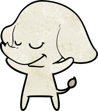 Bir insan tarafından çizilmiş gülümseyen bir fil.