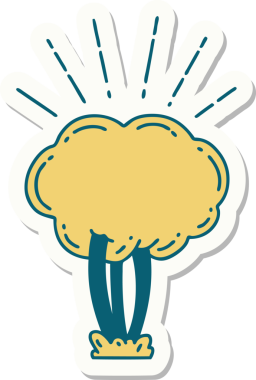 Bir insan tarafından çizilmiş dövme stili bir ağacın çıkartması.