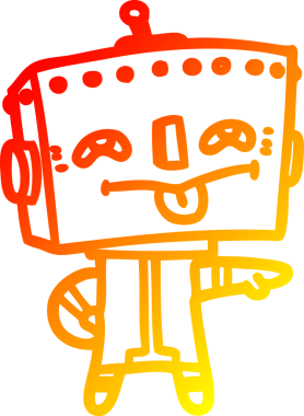 Bir insan tarafından çizilen çizgi film robotunun sıcak çizgi çizimi