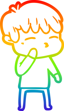 Gökkuşağı gradyanı çizimi Bir insan tarafından çizilmiş meraklı bir çocuk