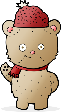 Bir insan tarafından çizilmiş şapkalı çizgi film ayısı.