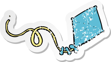 Bir insan tarafından çizilmiş karikatür uçurtmasının gerilimli etiketi.