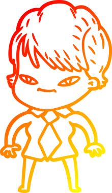 Bir insan tarafından çizilmiş mutlu bir kadının çizgi çizimi.