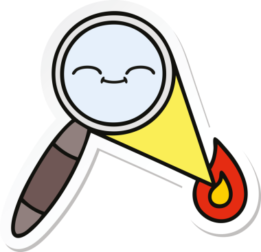 Bir insan tarafından çizilmiş şirin bir çizgi film büyütecinin çıkartması.