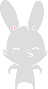 Bir insan tarafından çizilmiş tuhaf düz renkli tavşan.