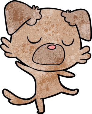 Bir insan tarafından çizilmiş çizgi film köpeği.