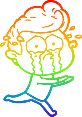 Gökkuşağı gradyan çizgi çizimi bir insan tarafından çizilmiş ağlayan bir adamın çizimi