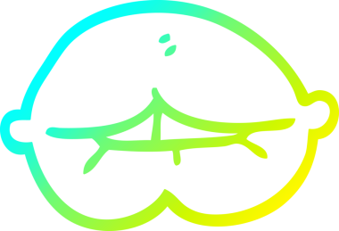 Bir insanın çizdiği mor dudakların soğuk eğimli çizgisi.