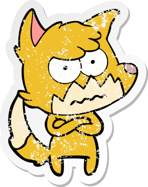 Bir insan tarafından çizilmiş, sıkıntılı bir çizgi film çıkartması.