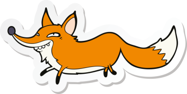 Bir insan tarafından çizilmiş bir tilki çizgi filminin çıkartması.