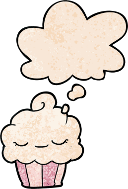 Bir insan tarafından çizilmiş grunge desenli düşünce baloncuklu çizgi film keki.