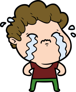 Bir insan tarafından çizilmiş ağlayan çizgi film adamı.