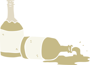 Bir insan tarafından çizilmiş düz renkli çizgi film bira şişeleri.