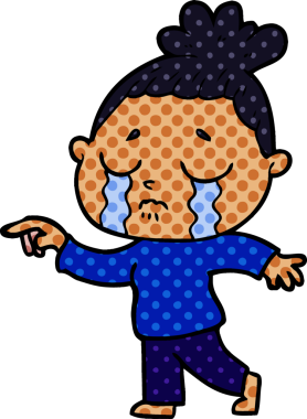 Bir insan tarafından çizilmiş ağlayan kadın çizgi filmi.