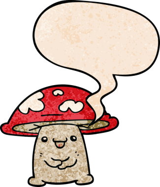 bir insan tarafından çizilmiş eski moda konuşma baloncuklu mantar karakteri.