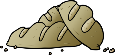 Bir insan tarafından çizilmiş taze ekmek somunları.