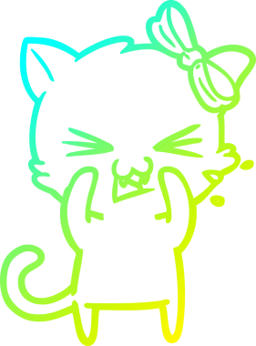 Bir insan tarafından çizilen çizgi film kedisinin soğuk gradyan çizgisi.