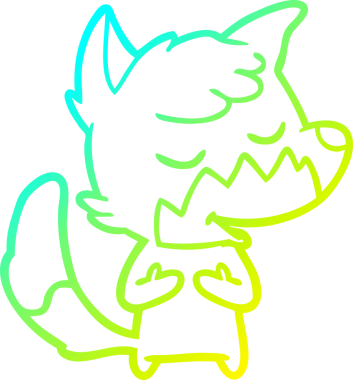 Bir insan tarafından çizilmiş dost canlısı bir tilkinin soğuk çizgi çizimi.