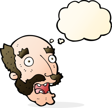 Karikatür bir insan tarafından çizilen düşünce baloncuğuyla yaşlı adamı şok etti.