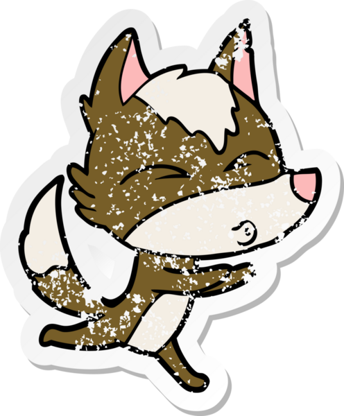 Bir insan tarafından çizilmiş bir kurt çizgi filminin hüzünlü çıkartması.