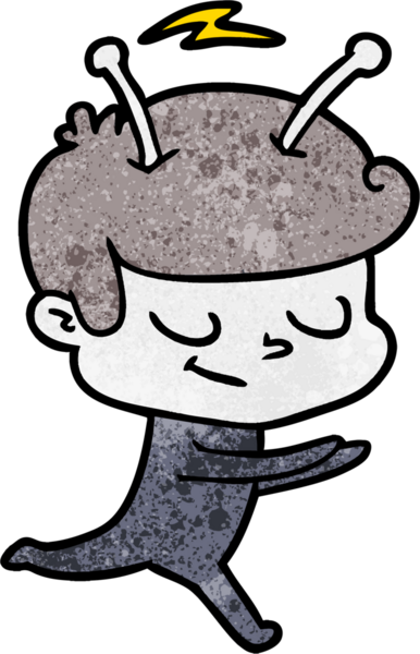 Bir insan tarafından çizilen dost canlısı çizgi film uzay adamı.